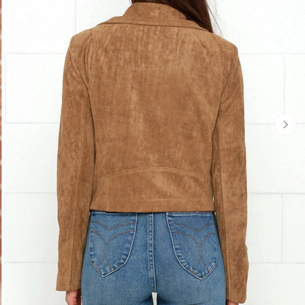 Lulus Suede with Love Tan Moto Jacket | Size M - Picture 2 of 10